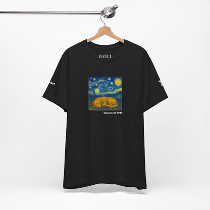 DOGART Unisex Jersey Dog T-Shirt - VAN GOGH - Iconic Painting Reimagined with Dogs