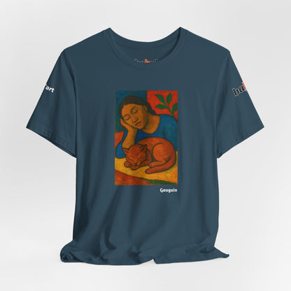 CATART Unisex Jersey Cat T-Shirt - GAUGUIN - Iconic Painting Reimagined with Cats