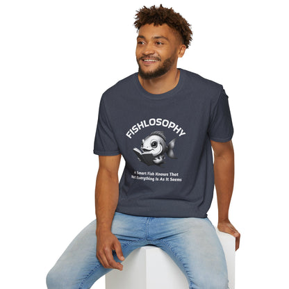 Fishlosophy Unisex T-Shirt - Ocean Vibes and Life's Questions Design - A Smart Fish Knows That Not Everything Is As It Seems