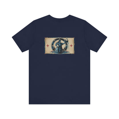 Aquarius - Gothic Zodiac T-Shirt. Blu graphic on the back.  Zodiac in the Shadows
