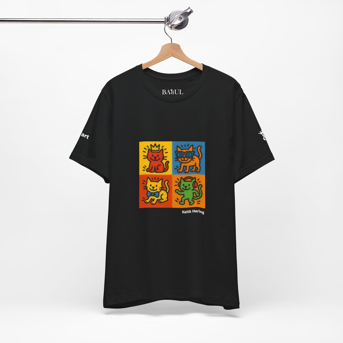 CATART Unisex Jersey Cat T-Shirt - KEITH HARING - Iconic Painting Reimagined with Cats