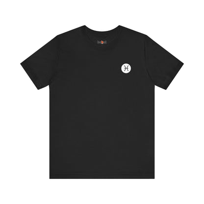Pisces - Gothic Zodiac, Red Graphic on the back T-Shirt. Zodiac in the Shadows