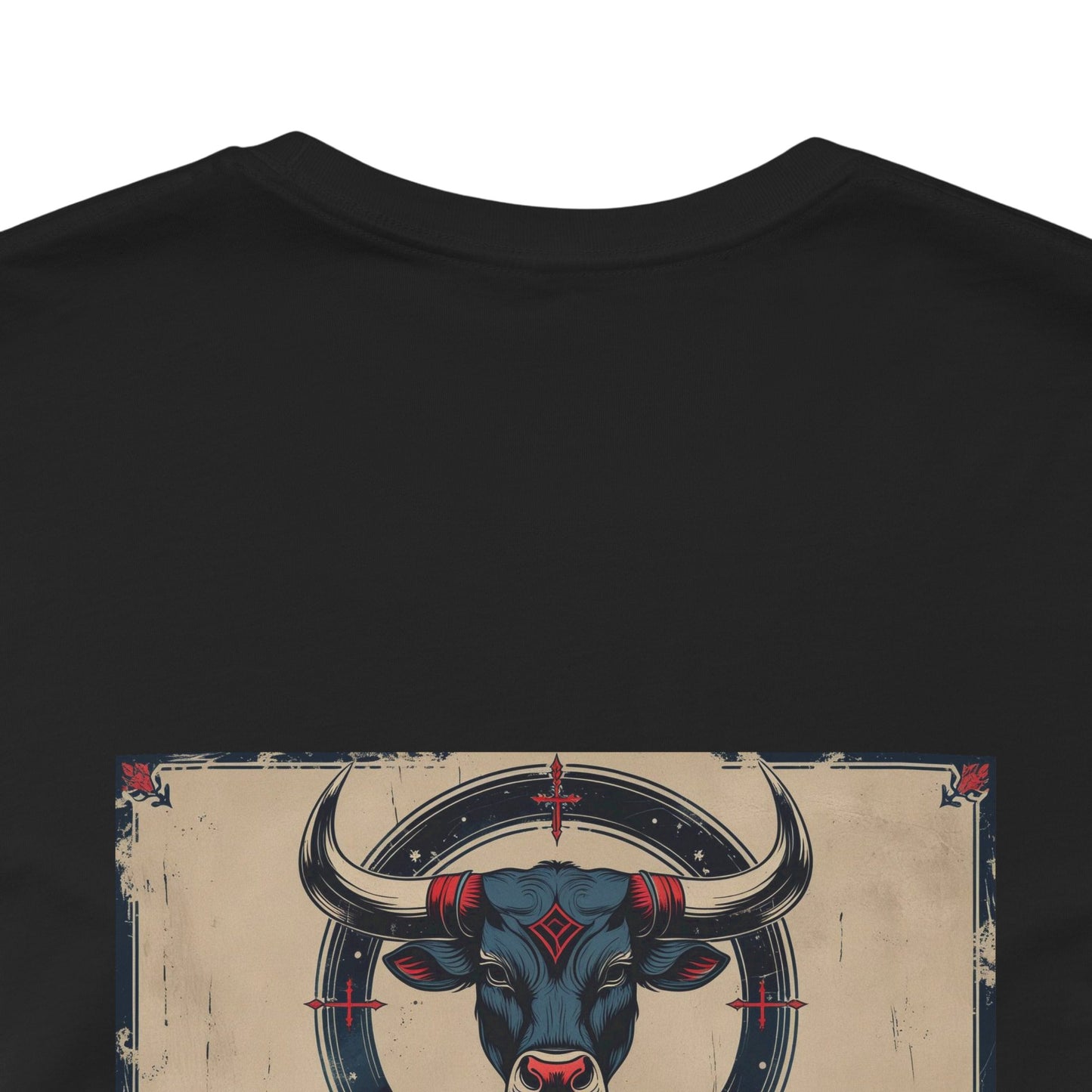 Taurus - Gothic Zodiac T-Shirt. Blue graphic on the back.  Zodiac in the Shadows
