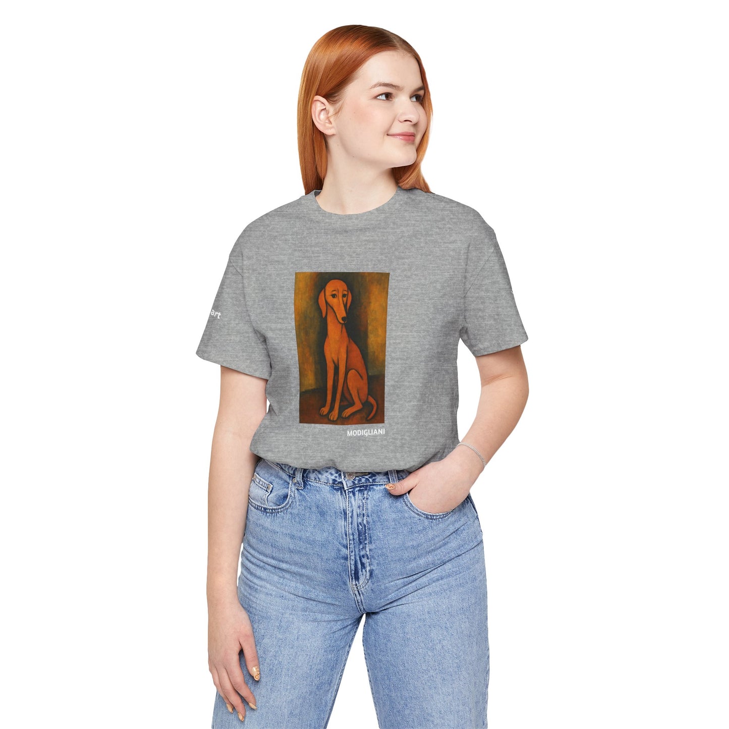 DOGART Unisex Jersey DOG T-Shirt - MODIGLIANI - Iconic Painting Reimagined with Dogs