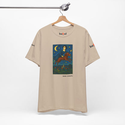 DOGART Unisex Jersey Cat T-Shirt - MARC CHAGALL - Iconic Painting Reimagined with Dogs