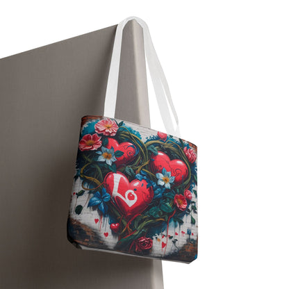 Artistic Surge - Eco-Friendly Canvas Tote Bag - HEARTS OF LOVE