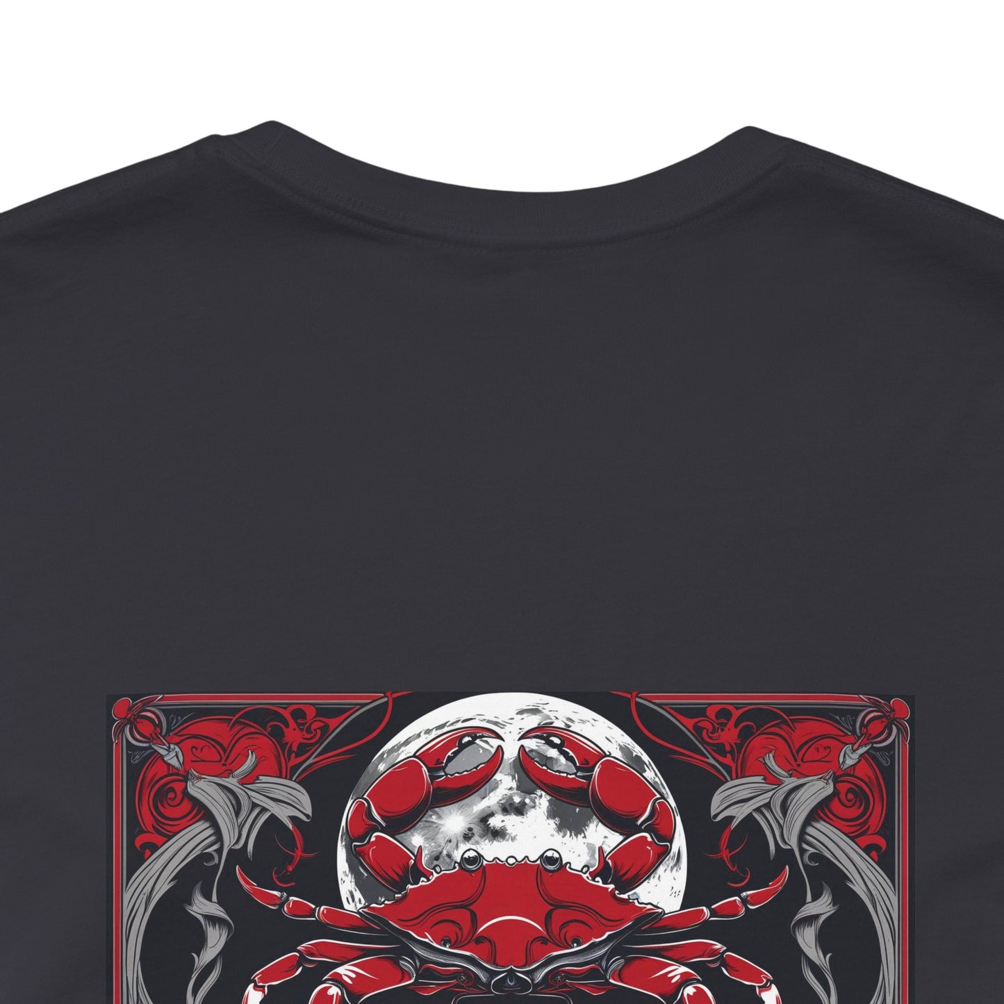 Cancer - Gothic Zodiac, Red Graphic on the back T-Shirt. Zodiac in the Shadows