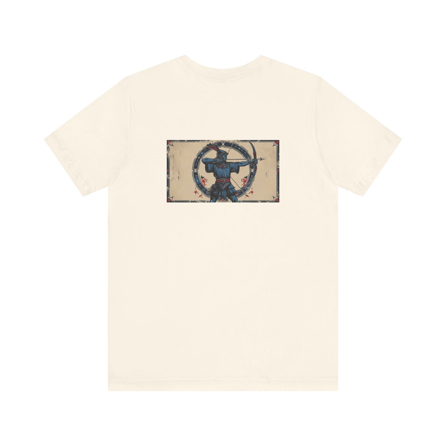 Sagittario - T-shirt con segno zodiacale gotico. Grafica blu sul retro. Zodiaco nell'ombra.