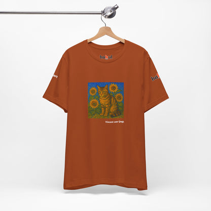 CATART Unisex Jersey Cat T-Shirt - Vincent van Gogh - Iconic Painting Reimagined with Cats