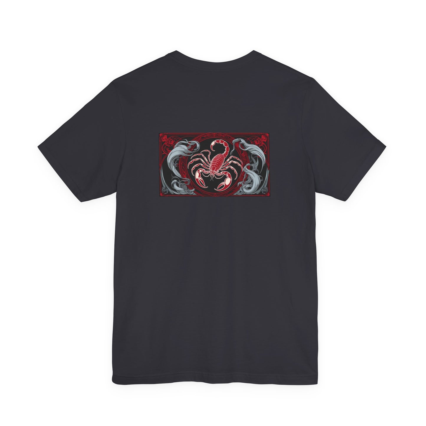 Scorpio - Gothic Zodiac, Red Graphic on the back T-Shirt. Zodiac in the Shadows