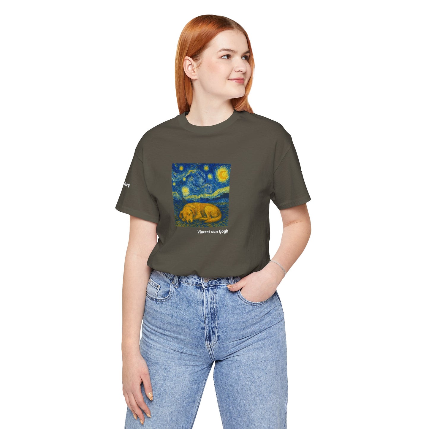 DOGART Unisex Jersey Dog T-Shirt - VAN GOGH - Iconic Painting Reimagined with Dogs
