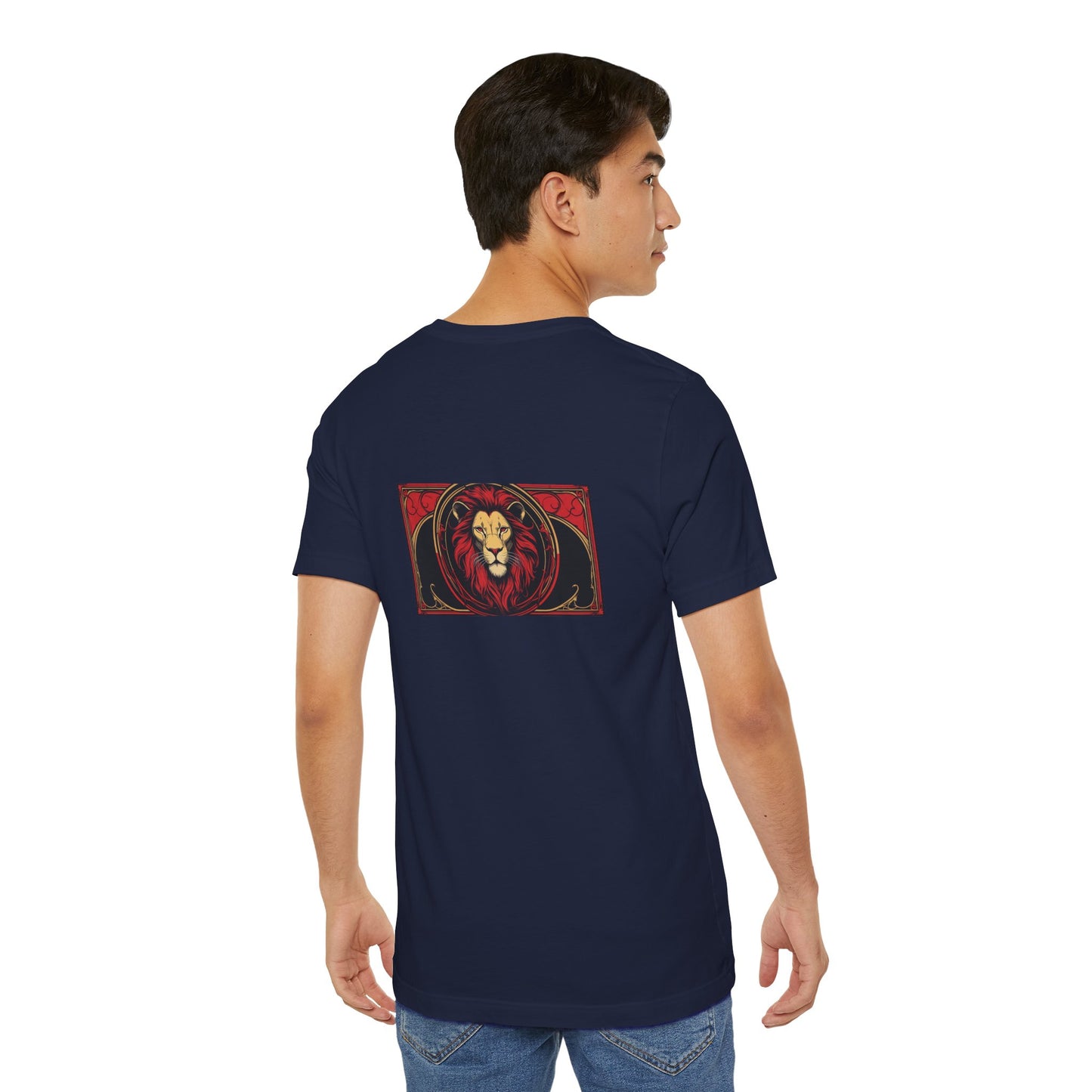 Leo - Gothic Zodiac, Red Graphic on the back T-Shirt. Zodiac in the Shadows