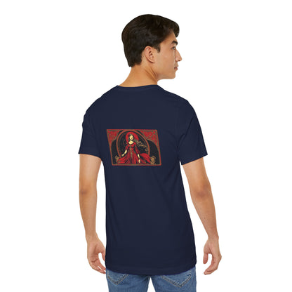 Virgo - Gothic Zodiac, Red Graphic on the back T-Shirt. Zodiac in the Shadows
