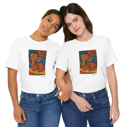 CATART Unisex Jersey Cat T-Shirt - GAUGUIN - Iconic Painting Reimagined with Cats