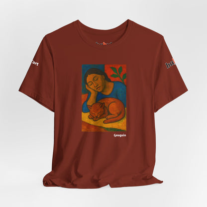 CATART Unisex Jersey Cat T-Shirt - GAUGUIN - Iconic Painting Reimagined with Cats