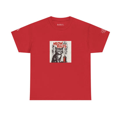 Rebel Graphic Tee - Unisex Heavy Cotton T-Shirt for the Wild at Heart. Rebel Tees, Born to Be Worn - MEOW RULES