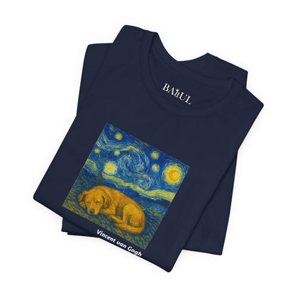 DOGART Unisex Jersey Dog T-Shirt - VAN GOGH - Iconic Painting Reimagined with Dogs
