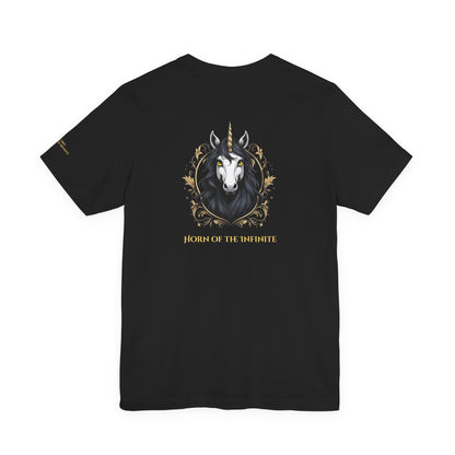 Unicorn – Horn of the Infinite - Magic Animals T-Shirt Black Only (graphic on the back)