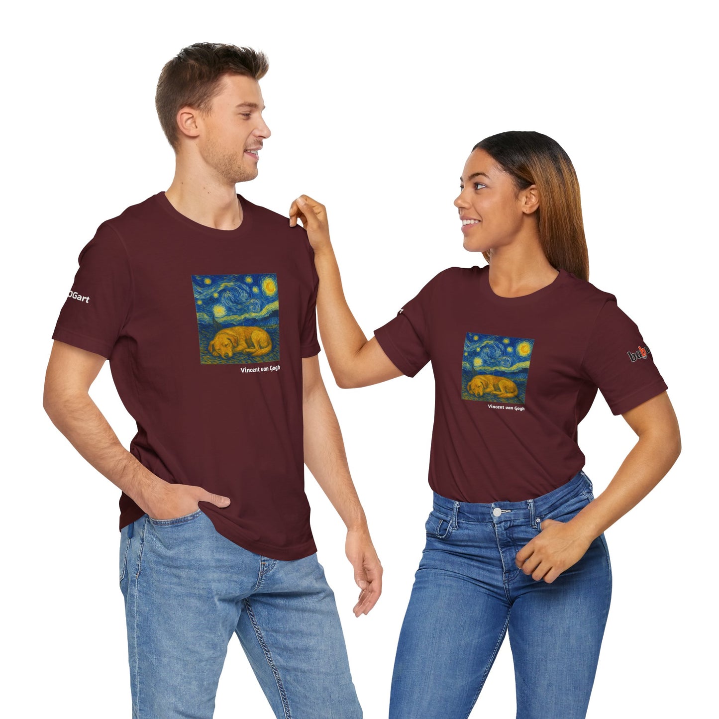 DOGART Unisex Jersey Dog T-Shirt - VAN GOGH - Iconic Painting Reimagined with Dogs