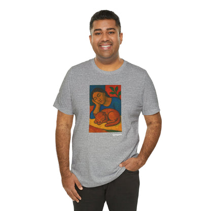 CATART Unisex Jersey Cat T-Shirt - GAUGUIN - Iconic Painting Reimagined with Cats