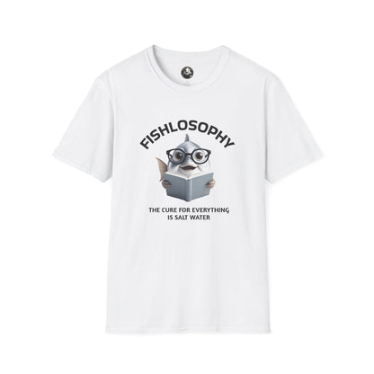 Fishlosophy Unisex T-Shirt - Ocean Vibes and Life's Questions Design - The Cure For Everything Is Salt Water