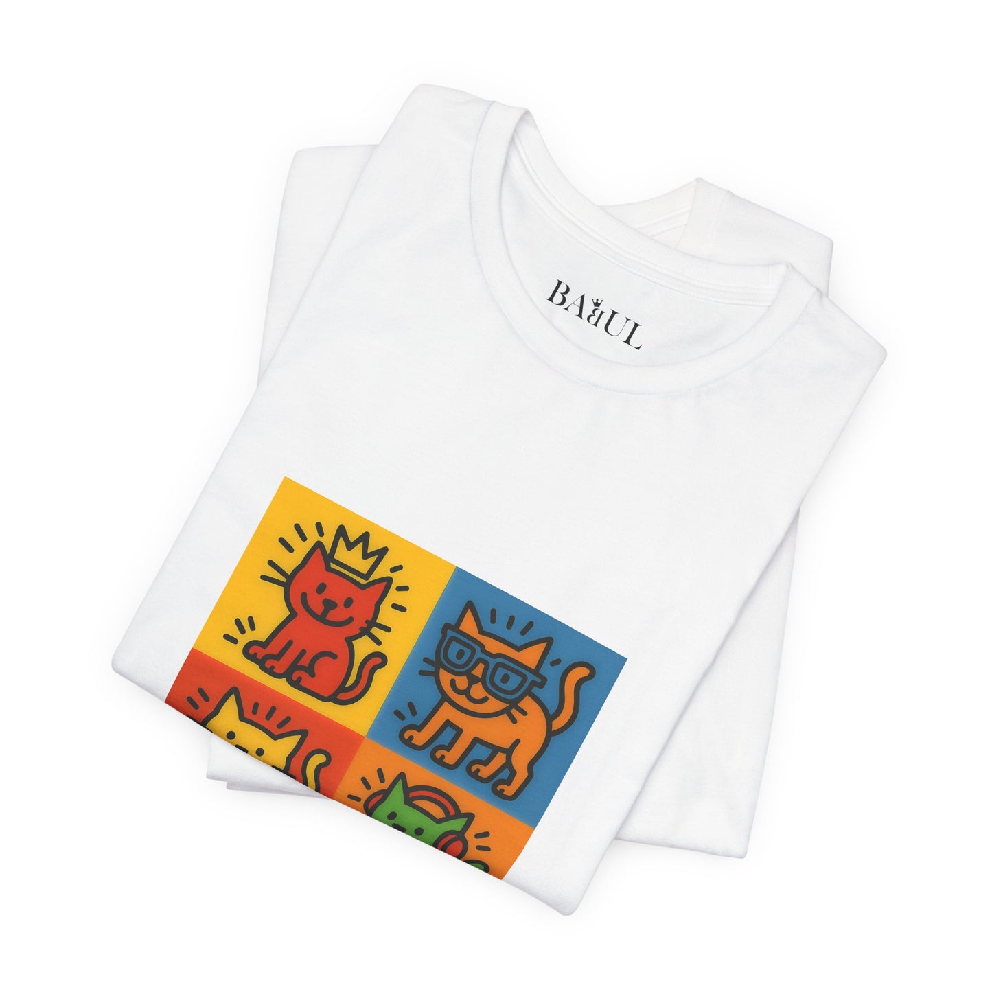 CATART Unisex Jersey Cat T-Shirt - KEITH HARING - Iconic Painting Reimagined with Cats