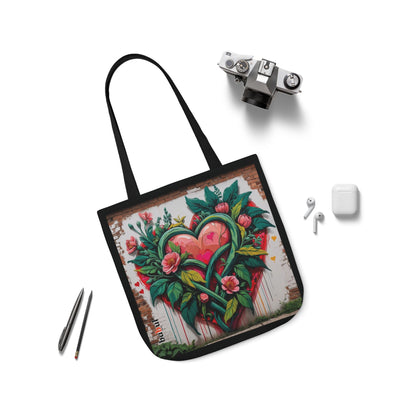 Artistic Surge - Eco-Friendly Canvas Tote Bag - FLOWERED HEARTS