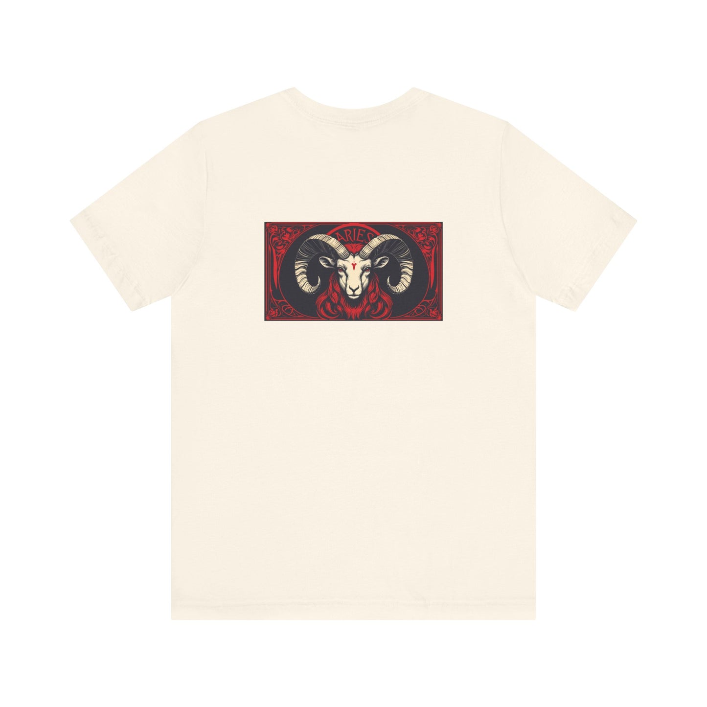 Aries - Gothic Zodiac, Red Graphic on the back T-Shirt. Zodiac in the Shadows