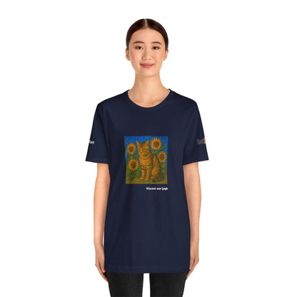CATART Unisex Jersey Cat T-Shirt - Vincent van Gogh - Iconic Painting Reimagined with Cats