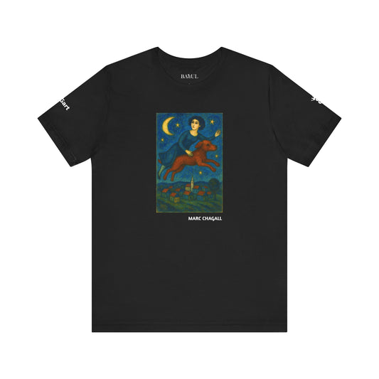 DOGART Unisex Jersey Dog T-Shirt - MARC CHAGALL - Iconic Painting Reimagined with Dogs