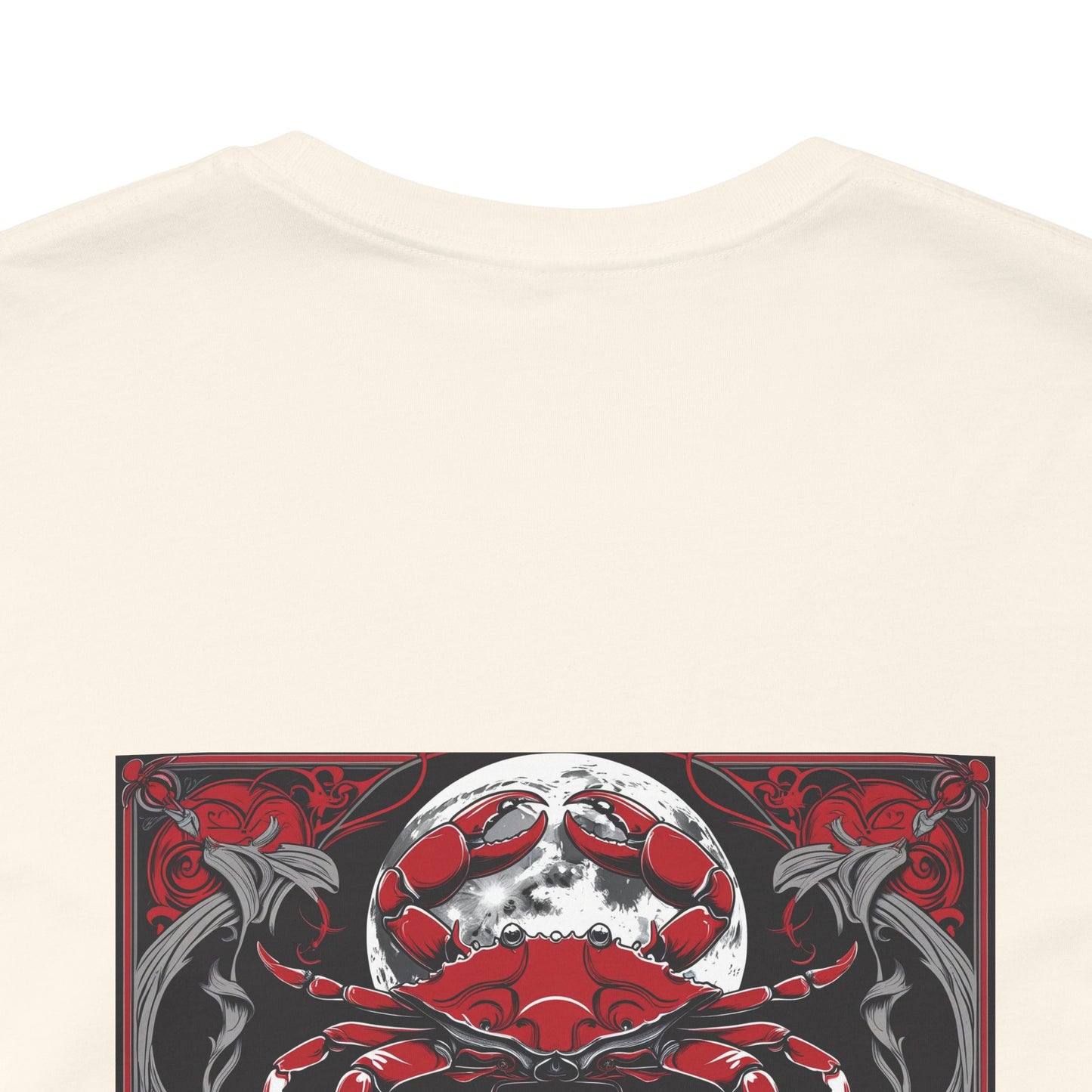 Cancer - Gothic Zodiac, Red Graphic on the back T-Shirt. Zodiac in the Shadows