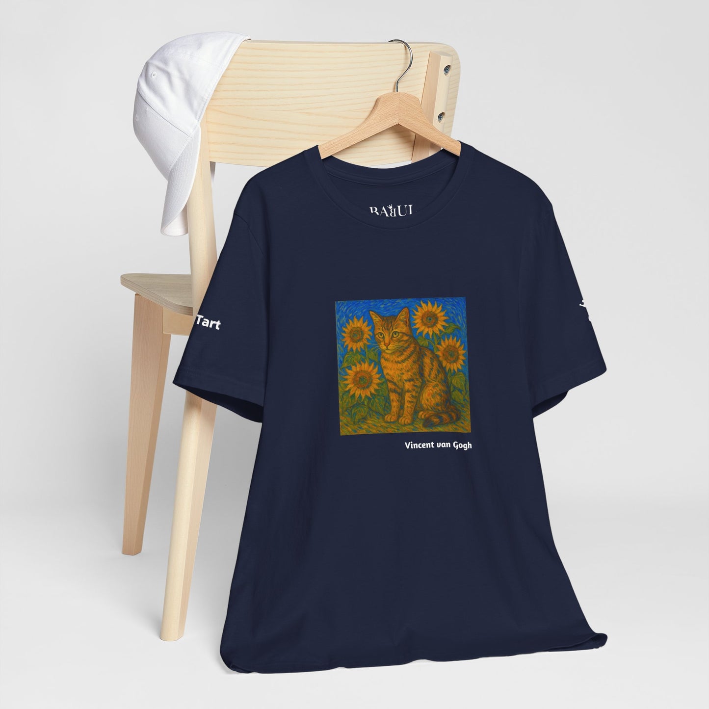 CATART Unisex Jersey Cat T-Shirt - Vincent van Gogh - Iconic Painting Reimagined with Cats