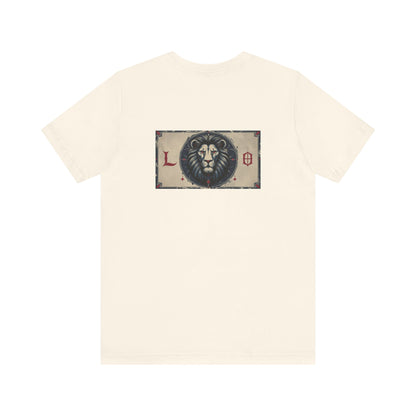 Leo - Gothic Zodiac T-Shirt. Blue graphic on the back.  Zodiac in the Shadows