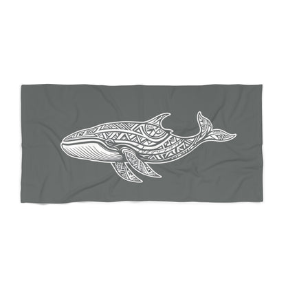 Tribal Waves Beach Towel - WHALE