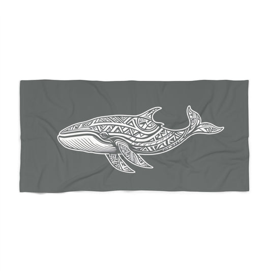 Tribal Waves Beach Towel - WHALE
