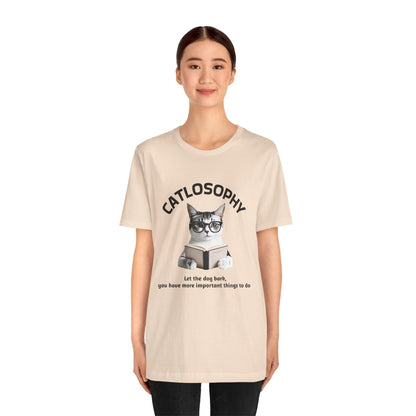 Catlosophy Unisex Jersey Short Sleeve Tee –  "Let the dog bark" Design