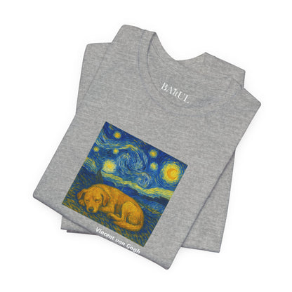 DOGART Unisex Jersey Dog T-Shirt - VAN GOGH - Iconic Painting Reimagined with Dogs