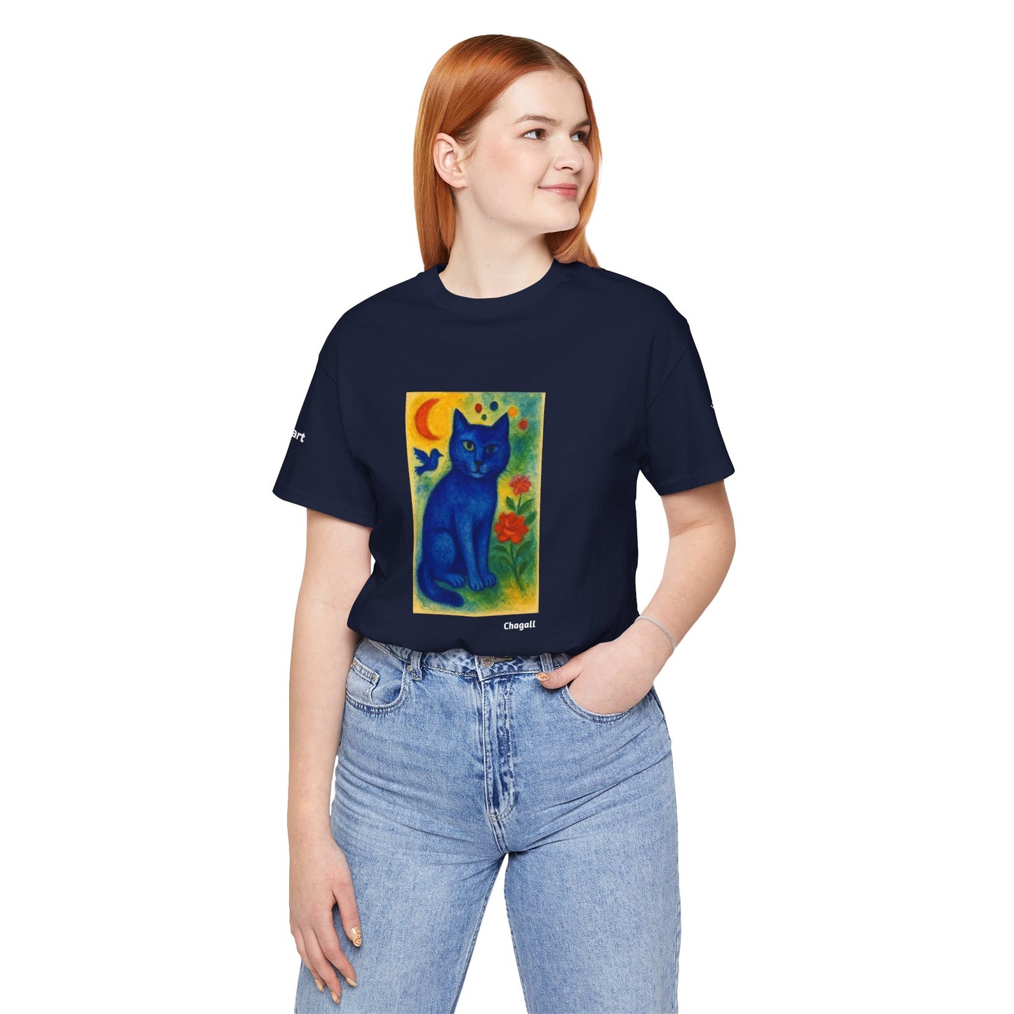 CATART Unisex Jersey Cat T-Shirt - MARC CHAGALL - Iconic Painting Reimagined with Cats