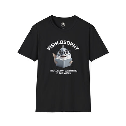 Fishlosophy Unisex T-Shirt - Ocean Vibes and Life's Questions Design - The Cure For Everything Is Salt Water
