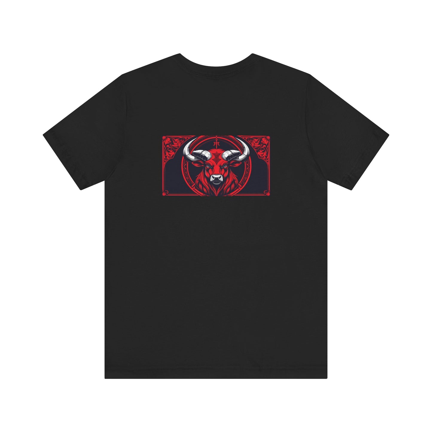 Taurus - Gothic Zodiac, Red Graphic on the back T-Shirt. Zodiac in the Shadows