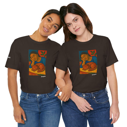 CATART Unisex Jersey Cat T-Shirt - GAUGUIN - Iconic Painting Reimagined with Cats