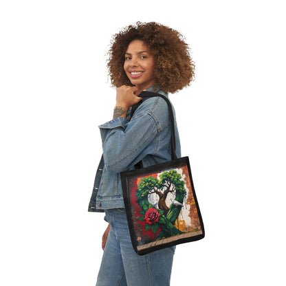 Artistic Surge - Eco-Friendly Canvas Tote Bag - HEART WITH ROSE