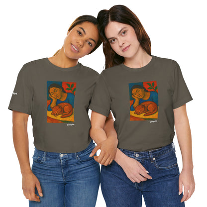CATART Unisex Jersey Cat T-Shirt - GAUGUIN - Iconic Painting Reimagined with Cats