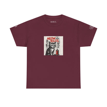 Rebel Graphic Tee - Unisex Heavy Cotton T-Shirt for the Wild at Heart. Rebel Tees, Born to Be Worn - MEOW RULES