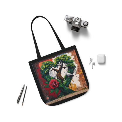 Artistic Surge - Eco-Friendly Canvas Tote Bag - HEART WITH ROSE