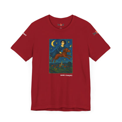 DOGART Unisex Jersey Cat T-Shirt - MARC CHAGALL - Iconic Painting Reimagined with Dogs