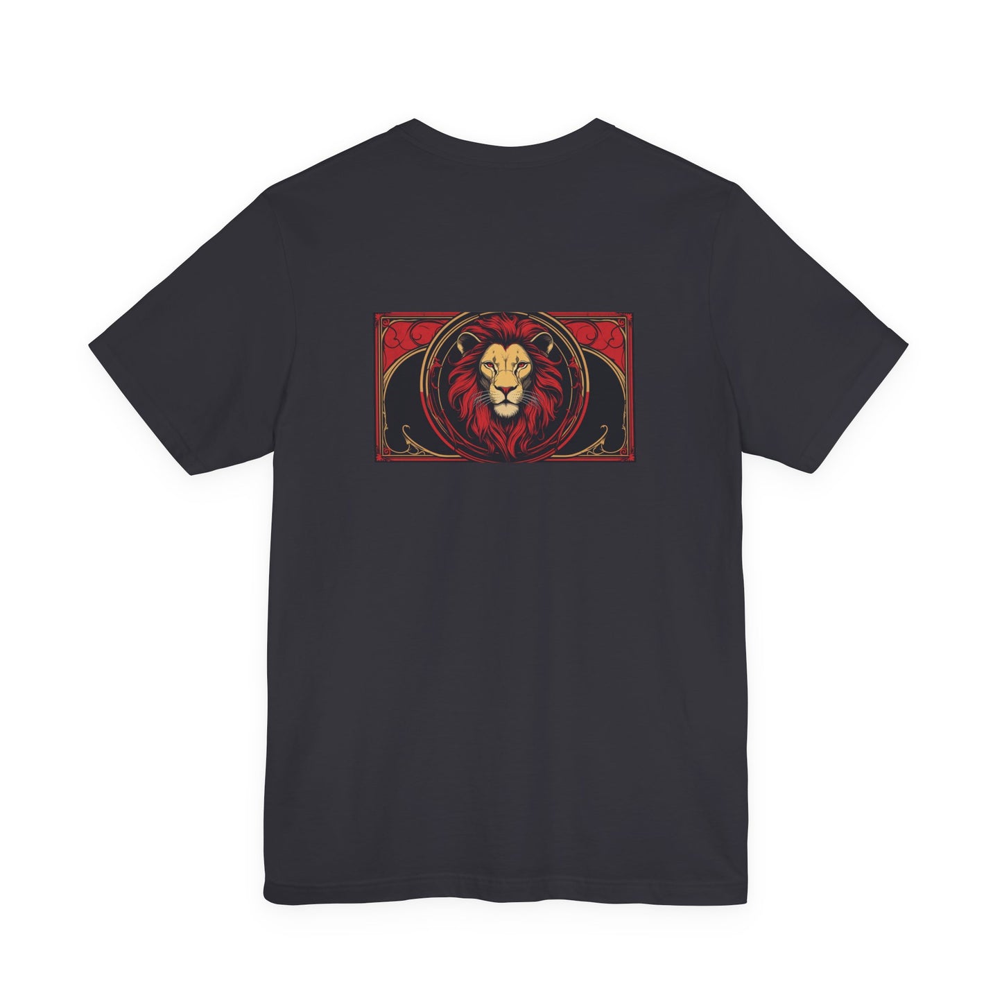 Leo - Gothic Zodiac, Red Graphic on the back T-Shirt. Zodiac in the Shadows