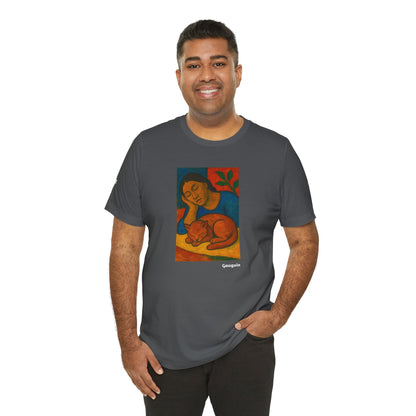 CATART Unisex Jersey Cat T-Shirt - GAUGUIN - Iconic Painting Reimagined with Cats