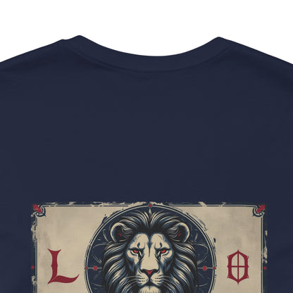 Leo - Gothic Zodiac T-Shirt. Blue graphic on the back.  Zodiac in the Shadows