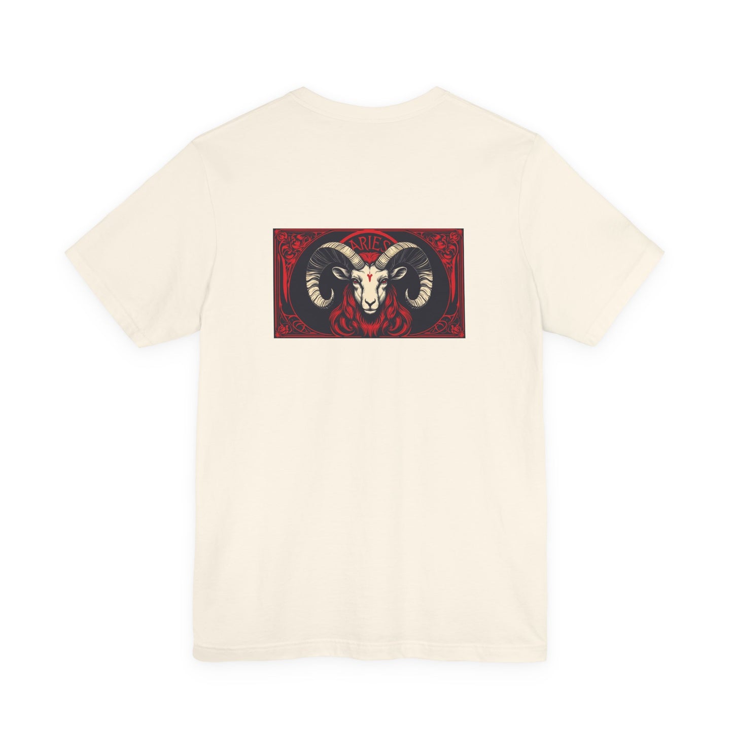 Aries - Gothic Zodiac, Red Graphic on the back T-Shirt. Zodiac in the Shadows